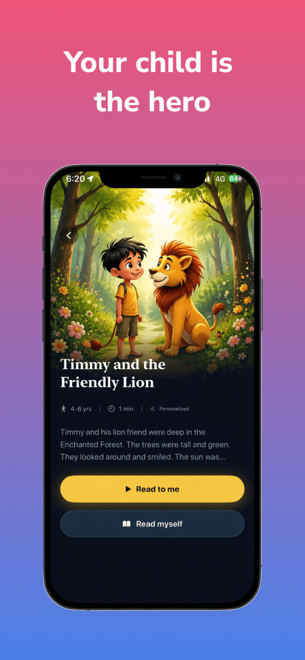 Personalised kids story where your child is the hero, with their name in the story